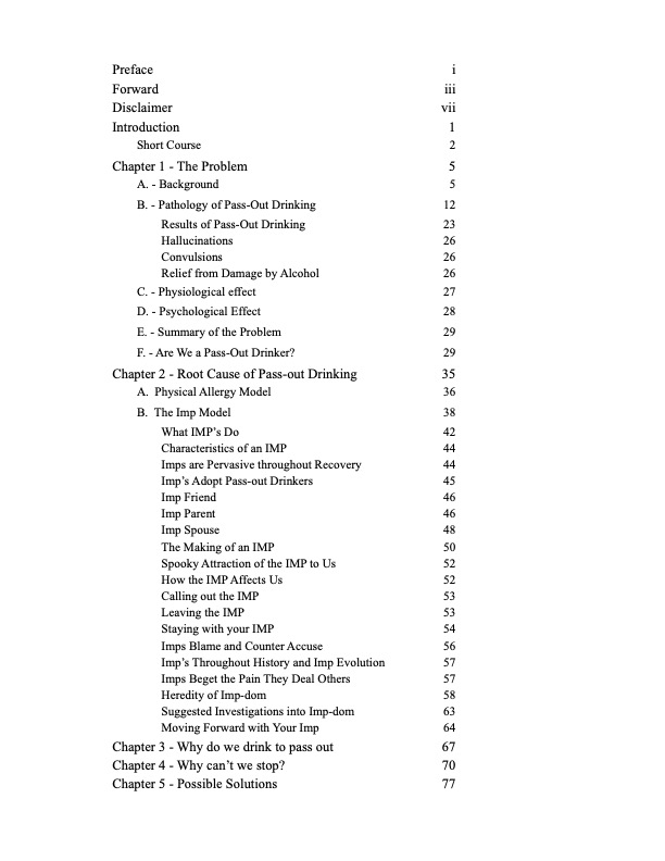 Chapter list of The Cloud.  The process within guarantees sobriety.